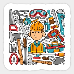 Man Builder Kawaii Doodle Sticker